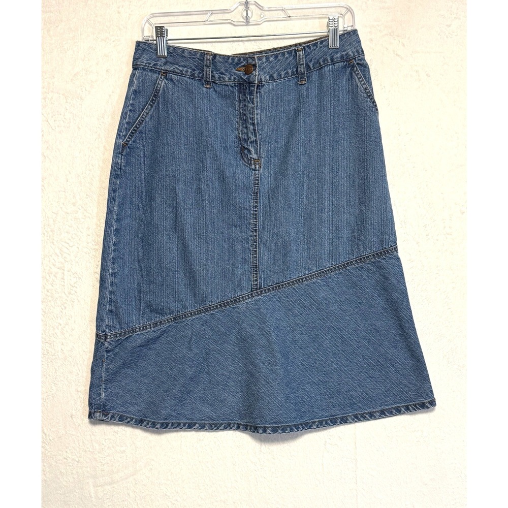 Vintage Bill Blass Jean Skirt Women's Size 8 Denim Midi Western Prairie Country